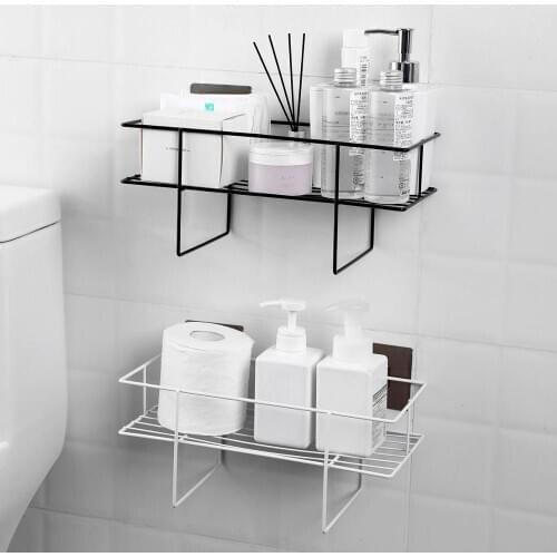 Puch Free Metal Toilet Shelf Shelves Holder Wall Mounted Tissue Sundries Storage Racks Bathroom Shower Organizer