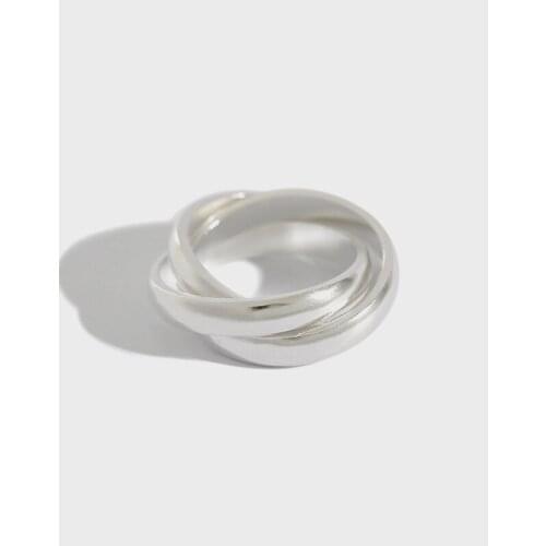 Minimalist Authentic 925 Sterling Silver FINE Jewelry interlocked Three Circles Band ring Student J493