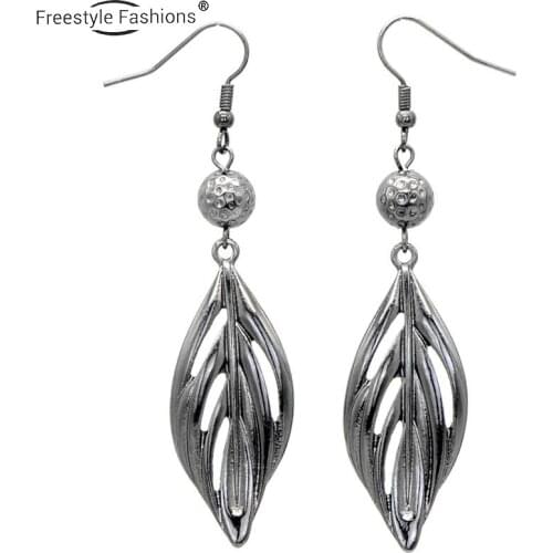 Fashion classic leaf zinc alloy drop earrings for women