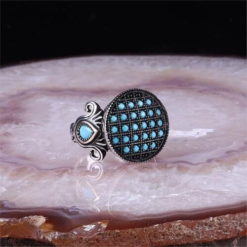 Turquoise Gemstone 925 Sterling 925 K Silver Men 'S Ring
