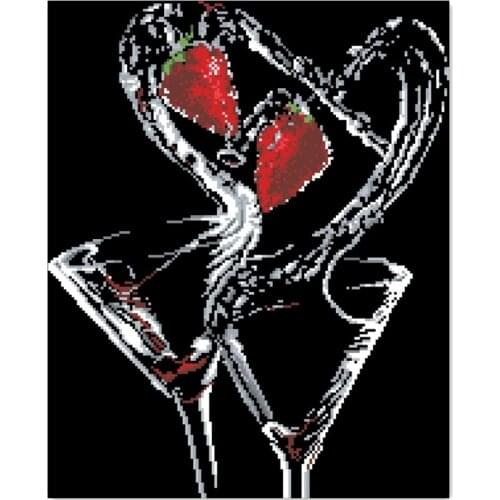 Cheers, friends cross stitch package 18ct cups lovers 14ct 11ct black cloth cotton thread embroidery DIY handmade needlework