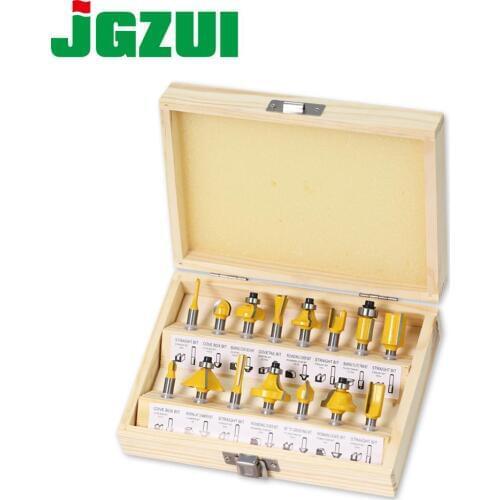 15pcs1/4inch Router Bit Set Trimming Straight Milling Cutter for Wood Bits Tungsten Carbide Cutting Woodworking