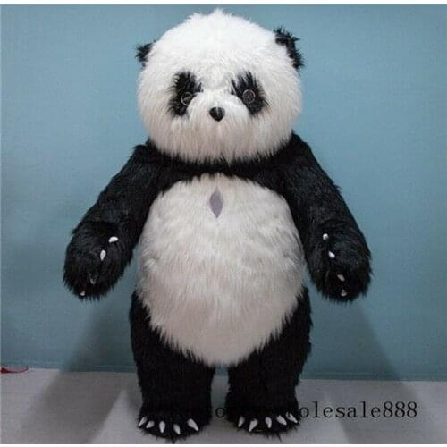 Inflatable Plush Furry Fur Costume Chinese Panda Bear Cosplay Mascot Costume Plush Fursuit Adult Dress Outfit Party Dress