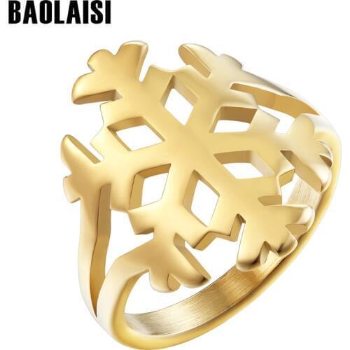 BAOLAISI 2017 New Snowflake Style Stainless Steel Rings Fashion Trendy Ring Jewelry For Women Party Rings For Female Girls