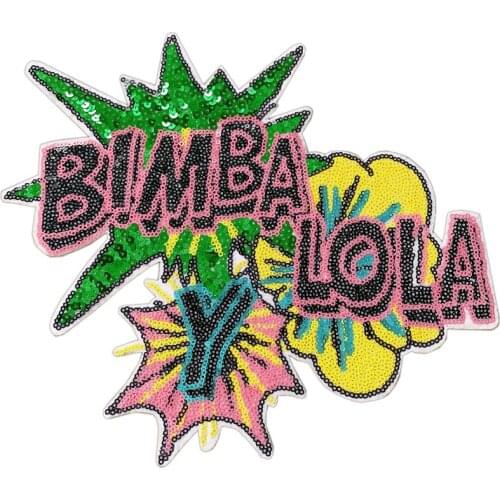 Wholesale Patches Sequins Patch Letters Embroidered Patch Badges on Backpack Sewing Supplies Iron-on for Clothing Badge