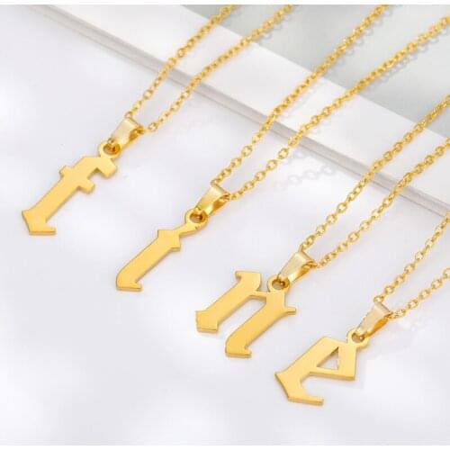 Womens fashion accessories stainless steel a-z Initial letter necklace pendant mom gifts alphabet necklace collier femme 2020