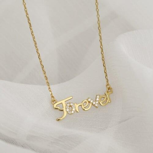 Simple Forever Letter Clavicle Chain Necklace Women Classic Fashion Necklace Jewelry Accessories