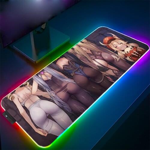 Drop Shipping Sexy Ass Girl Rgb Mouse Pad Laptop PC Gamer LED Band USB Desktop Keyboard Game Accessories Genshin Impact Desk mat