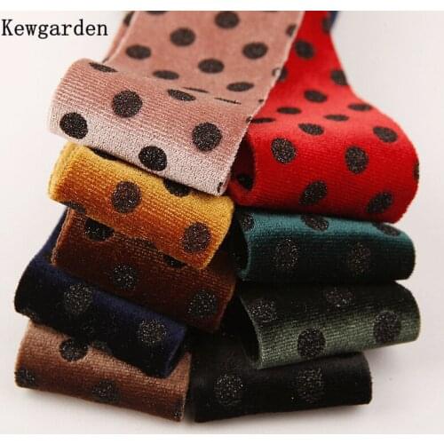 Kewgarden Dots Velvet Woolen Cloth Ribbon 1" 1.5" 25mm 38mm DIY Hair Bow tie Accessories Handmade Tape Sewing Webbing 5 Yards