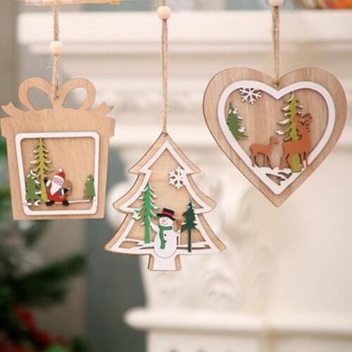 Widely Use High Quality Wooden Hanging Pendant Star Xmas Tree Shape Ornament Stable Xmas Tree Pendant Festival for Party