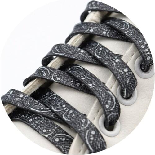 8MM Peacock Pattern Printing Flat ShoeLaces Black White Women Canvas Customized Shoe Laces Charmed Easy Hat Ropes