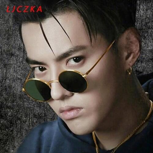 Round Sunglasses Men 2021 Luxury Brand Small Frame Black Sun Glasses Women Classic Alloy Vintage Retro Hip Hop Shades Goggle