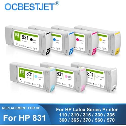 [Third Party Brand] 7Pieces/Set For HP 831 Replacement Ink Cartridge With Ink For HP Latex 310 330 360 370 Printer 775ML/PC