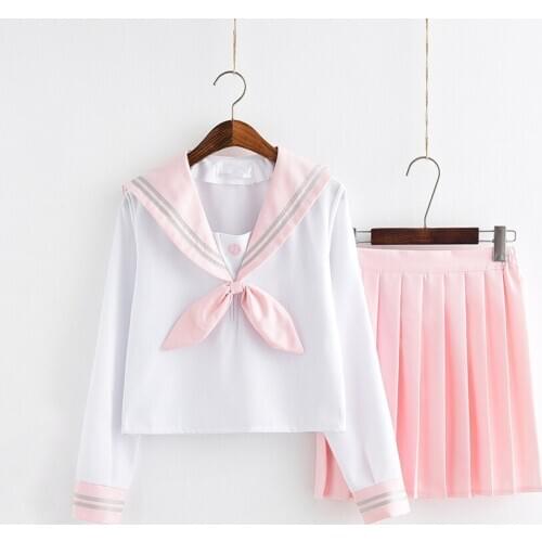 2020 light pink Japanese school uniform skirt JK uniform Class uniforms Sailor suit College wind Suit Female Students uniforms