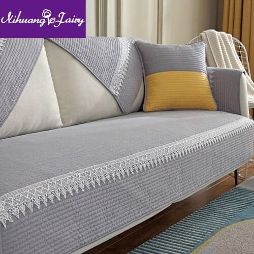 Sofa Cushion Four Seasons Universal Pure Cotton Fabric Anti-slip Cushion Summer Nordic Modern Simple Sofa Cover