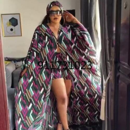 African mom skirt 2-piece set fashionable chiffon fabric digital printing