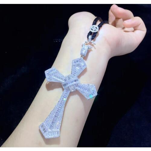 Cross pendant religion 925 sterling silver big size 89*51MM fine women jewelry free shipping