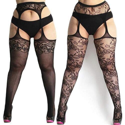 Women Sexy Lingerie Stripe Elastic Stockings Transparent Black Fishnet Stocking Thigh Sheer Tights Embroidery Pantyhose Hot