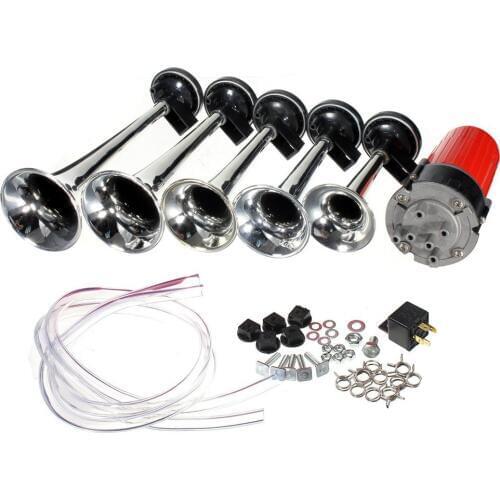 Durable125db 12V 5 Red Dixie Super Loud Car Trumpet Air Horn Musical Air Horn Duke Hazzard with Air Compressor for Car Truck