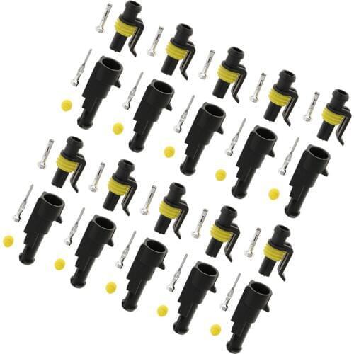 10PCS 1 Pin Sealed Waterproof Electrical Wire Connector Plug Car Set