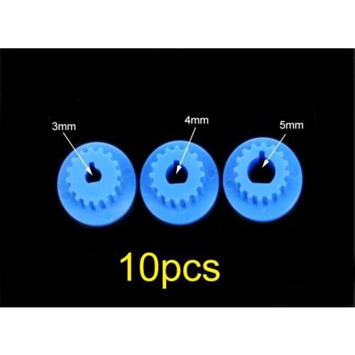 10Pcs 16 Teeth Blue Main Shaft Gear 3/4/5mm Hole MXL Main Shaft Plastic Gear 16T D Shape Motor Shaft Gear for DIY Models