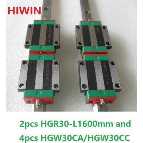 2pcs 100% original Hiwin linear rail HGR30 -L 1600mm + 4pcs HGW30CA HGW30CC flange carriage cnc router