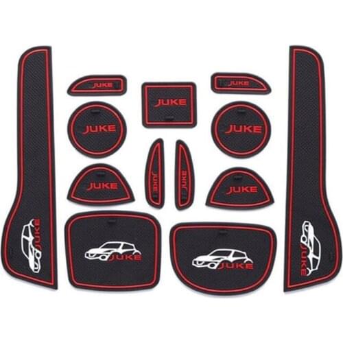 13pcs for Nissan Juke Nismo S Sl Sv Accessories Rubber Door Mat Interior Anti-Slip Cup Pad Gate Slot Pad Decoration