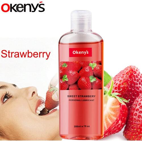 200ml Strawberry Lubricant for Sex Anal Vaginal Oral Gay Sex Silicone Edible Lubricating Oil Adult Sex Product Body Massage Gel