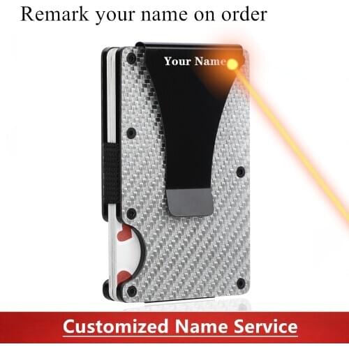 2021 New Customized Carbon Fiber Credit Card Holder RFID Business ID Card Non-Scan Metal Men Wallet Purse Carteira Masculina