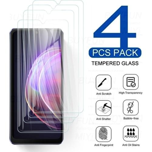 4pcs 100% original full cover tempered glass for vivo v21 v 21 2021 4g 5g screen protectors movie film steklo on vivov21 6.44