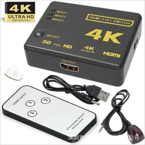 4K 2K 3x1 HDMI Cable Splitter HD 1080P Video Switcher Adapter 3 Input 1 Output Port HDMI Hub for Xbox PS4 DVD HDTV PC Laptop TV