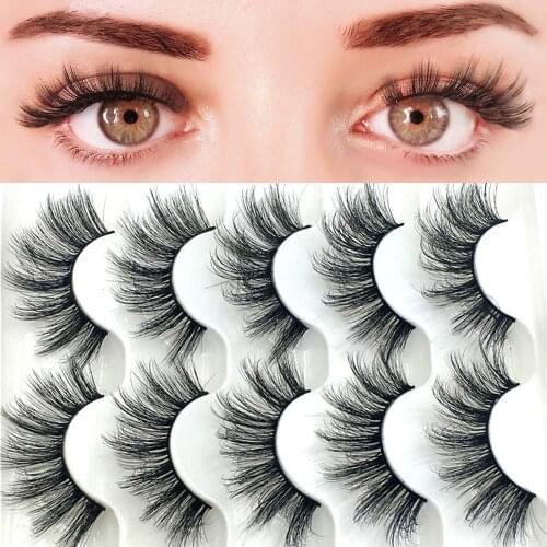5Pairs False Eyelashes 3D Mink Hair Natural Long Thick Handmade Soft Fake Lashes Set Wholesale Eyelash Package Makeup Cosmetics