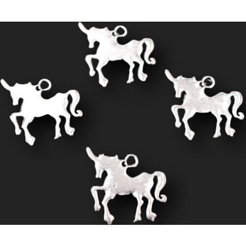 6pcs Silver Plated Cute Unicorn Pendant Necklace Earring Animal Metal Accessories DIY Charms For Jewelry Craft Making 27*24mm