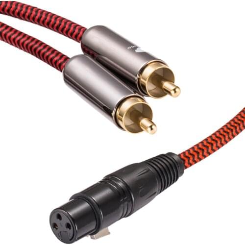 Premium Mic Cable Regular 3-Pin XLR to 2 RCA for Amplifier Mixer Microphone Dual RCA Male to XLR Female Cable Shielded 1M 2M 3M