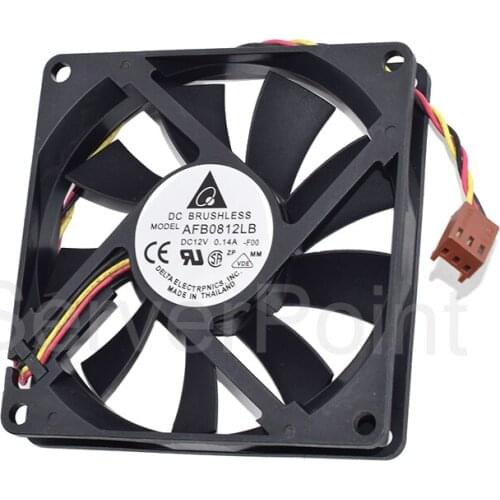 For DELTA AFB0812LB 8015 DC 12V 0.14A Three Lines 8CM Server Inverter Blower Axial Cooler Fan New