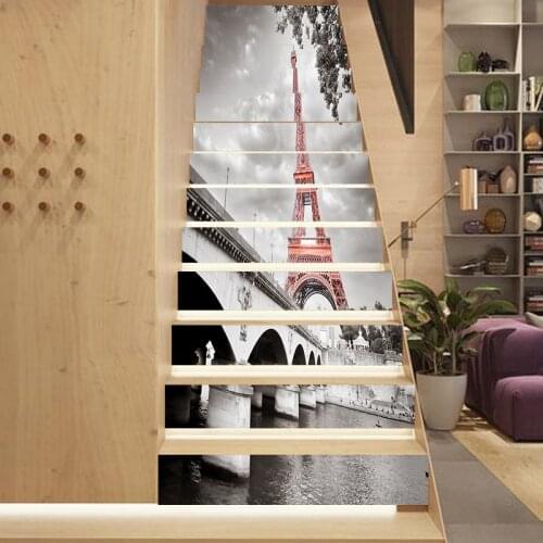 Eiffel Tower Staircase Sticker For To The Second Floor Decorative Art House Stairs Decals Self-adhesive Waterpoof PVC Wallpaper