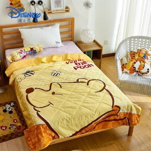 Disney New Winnie the pooh cotton cartoon throw blanket boy girl student child 1.5m air conditioner blanket Quilt bedding set
