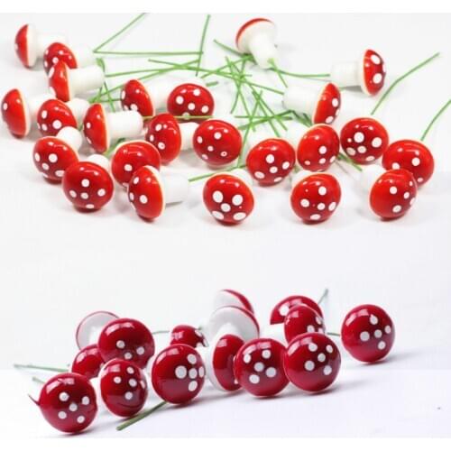 10Pcs/Set Artificial Garden Fairy Moss Resin Crafts Decorations Stakes Craft For Home 2cm Mini Mushroom Miniatures