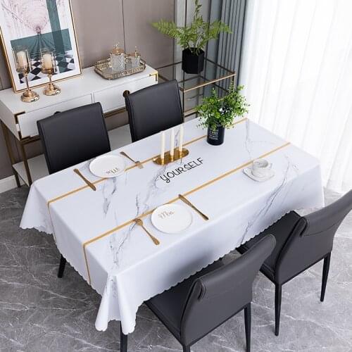 Oilcloth Tablecloth Pvc Track On The Table Covers Anti-Stain Tablecloth Waterproof Home Kitchen Decoration White Table Cloths