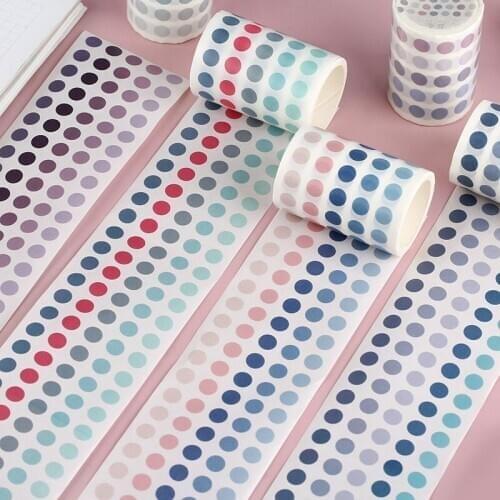 DIY Cute Basic Color Adhesive Washi Tape Kawaii Dot Decorative Masking Tape For Scrapbooking Sticker Stationery School Supplies