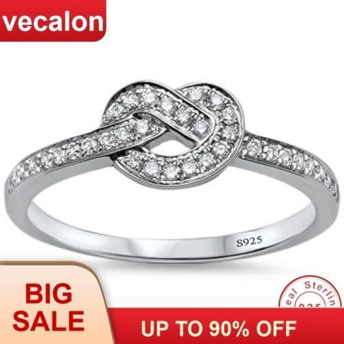 Vecalon infinity Jewelry Real Soild 925 Sterling Silver ring 5A Zircon Cz Engagement wedding Band rings for women men Bridal