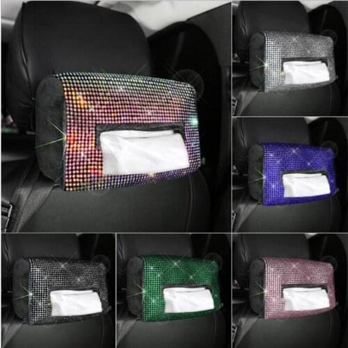 Creative Car Diamond -studded Chair Back Tissue Box Auto Sunvisor Hanging Tissue Box Car Armrest Box Drawer Tissue Bag