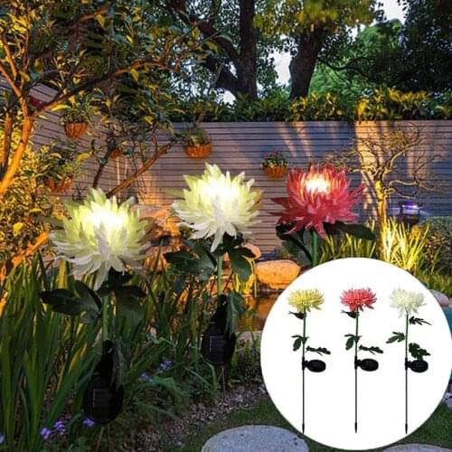 Solar chrysanthemum lamp outdoor garden simulation flower and grass lamp waterproof garden floor lamp garden decorative lamp