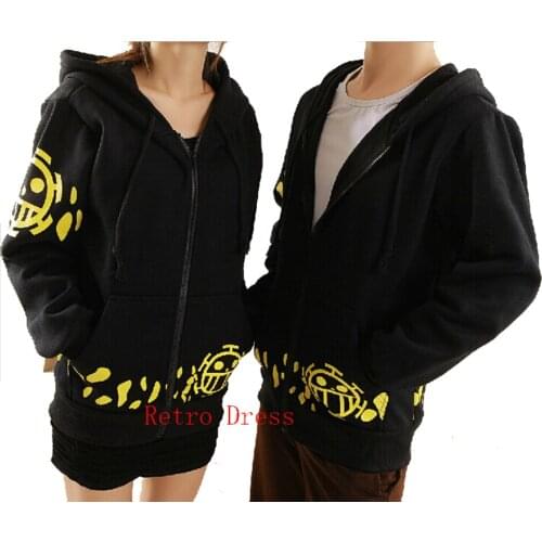Hot Sale Japanese Anime Cosplay Clothes One Piece Trafalgar Law Cosplay Costume Black Trafalgar Law Hoodie Jackets Coat