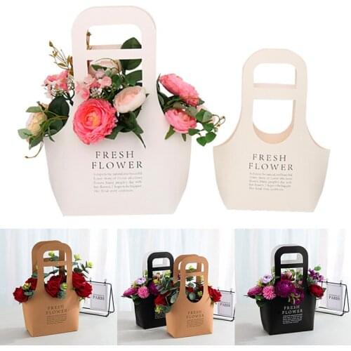 Fashion Florist Rose Box Kraft Paper Wedding Handheld Decorative Flowers Boxes Birthday Party Packaging Gift Bag Decoration