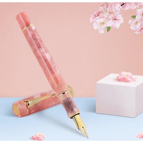 Jinhao 100 Centennial Resin Fountain Pen Pink EF/F/M/Bent Nib Golden Clip Converter Writing Ink Gift Pens For Beautiful Style