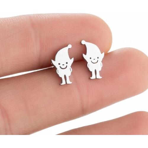 2021 New Fashion Little Elf Stud Earrings Mermaid Stainless Steel Earring for Women Girls Party Jewelry Accessories Gift