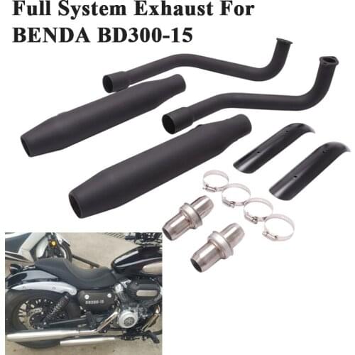 Slip On For BENDA BD300-15 Motorcycle Full System Double Exhaust Modified Front Link Pipe Muffler Catalyst Stainless Steel