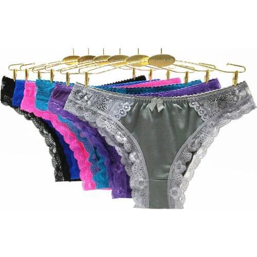 5pcs Sexy Lace Briefs Women Solid Panties Low Rise Seamless Underwear for Girls Panty Briefs M L XL