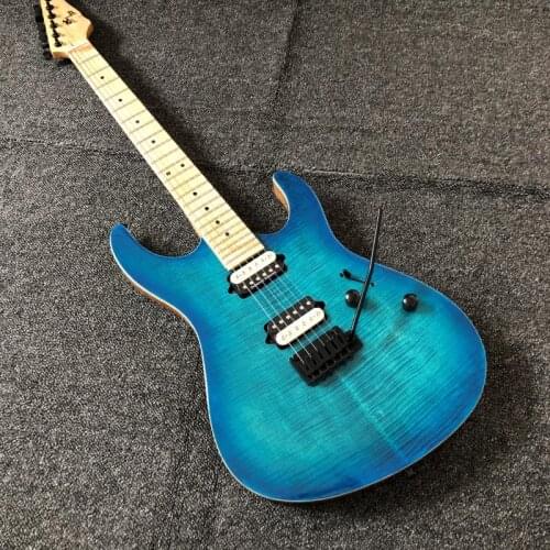 Stock blue electric guitar, tiger skin. Small double shake, real photos, free shipping